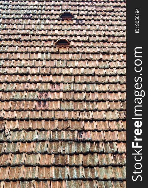Dutch tiles on the roof of long house, Hambantota, Sri Lanka