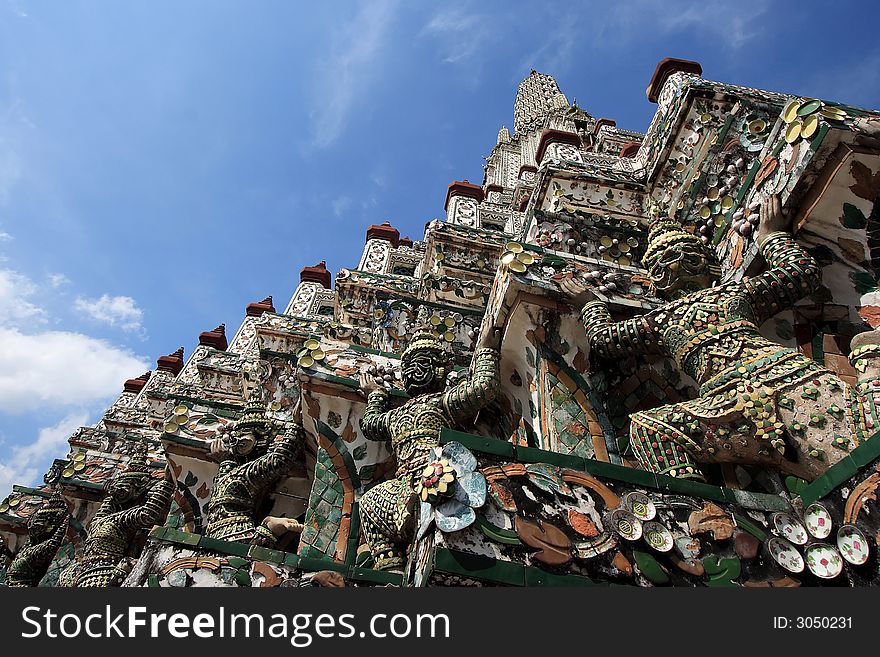 Thai sculpture at Bangkok Wat Arun temple. Thai sculpture at Bangkok Wat Arun temple.