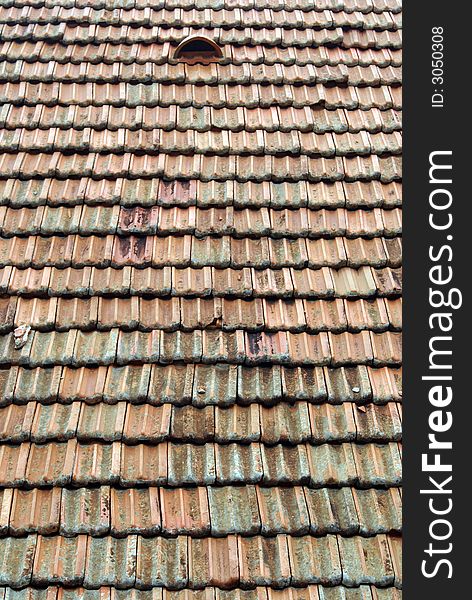 Dutch tiles on the roof of long house, Hambantota, Sri Lanka