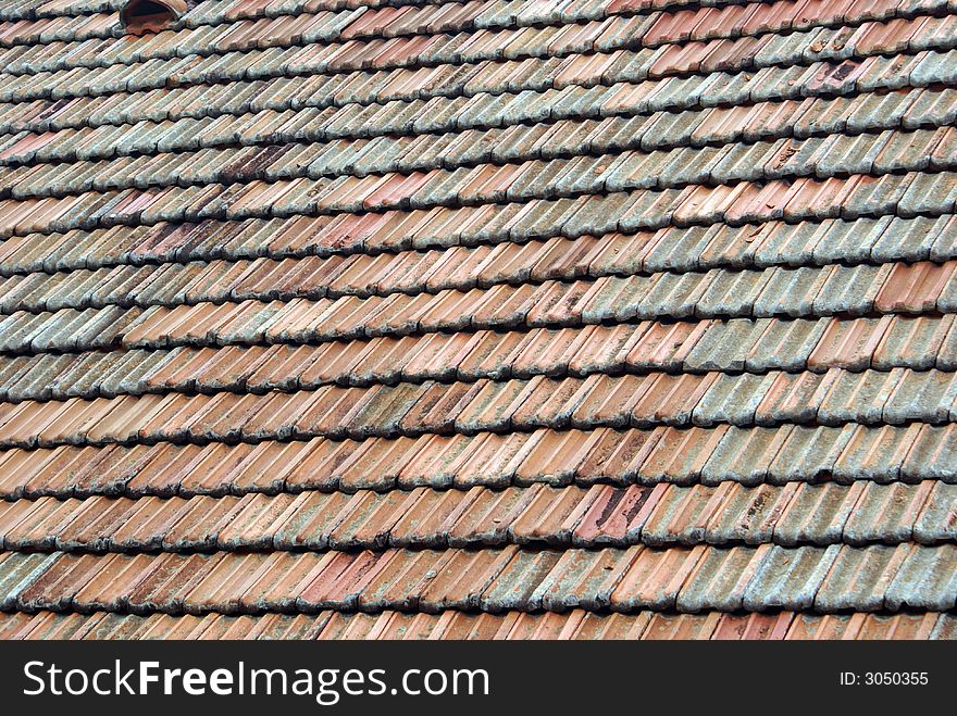 Dutch tiles on the roof of long house, Hambantota, Sri Lanka