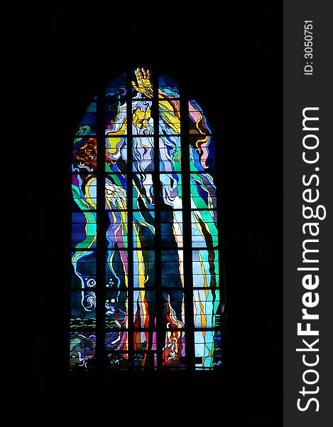 Multi colored stained glass window