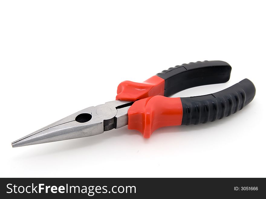 Red - black Pliers isolated over white background