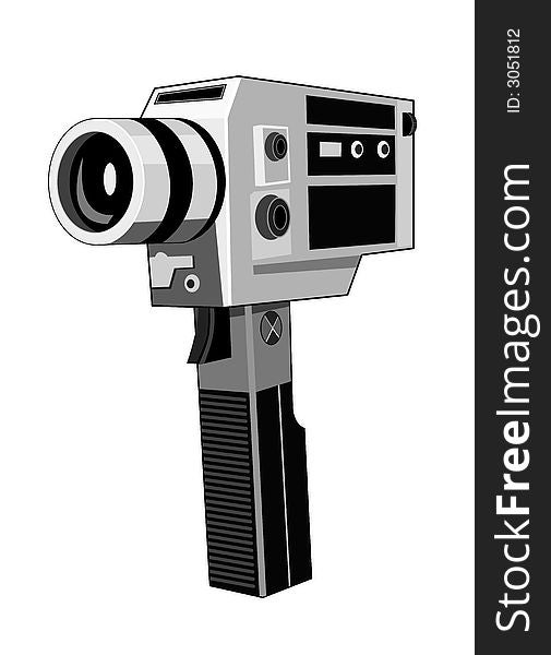 Vector art of a Vintage camcorder on white background