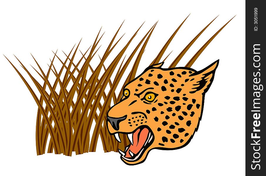 Vector art of a Leopard in the grass on prowl