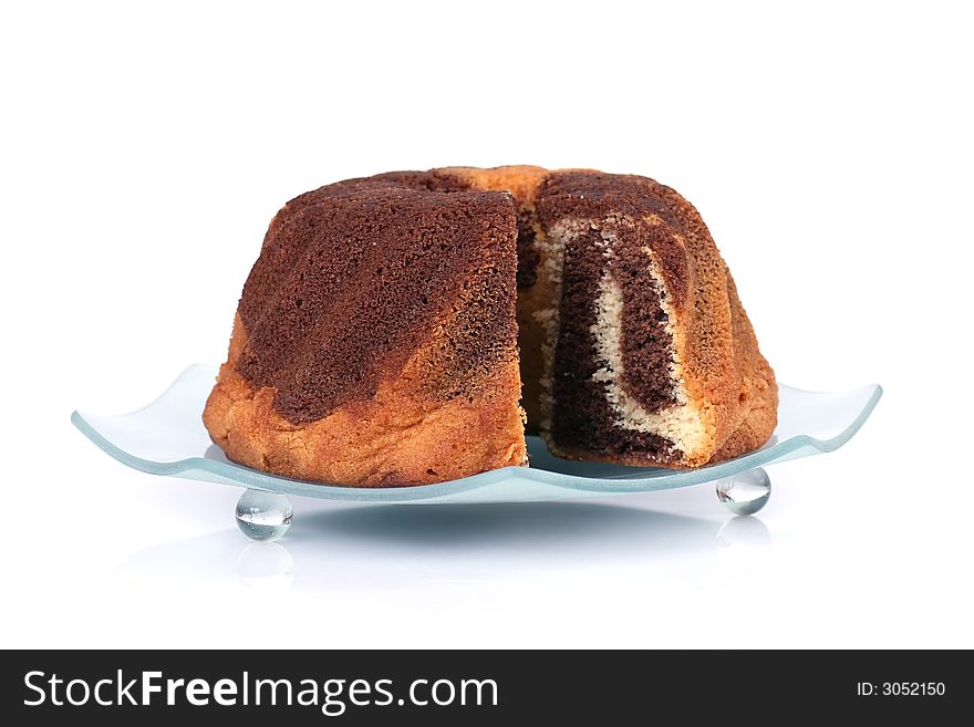 Cake on  plate isolated on white background. Cake on  plate isolated on white background