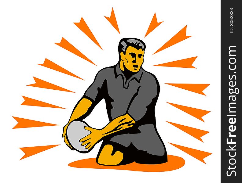 Vector art of a Rugby player passing the ball