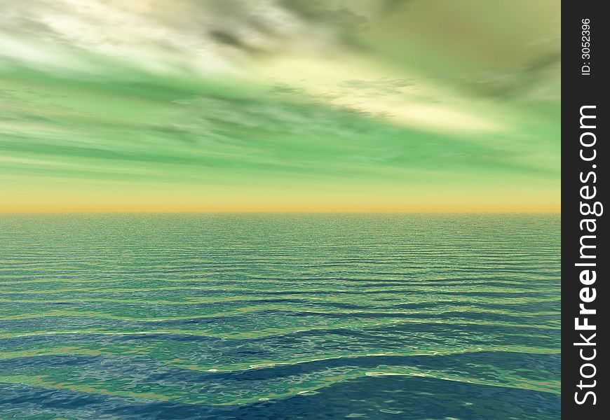 Beautiful sea and clouds sky - digital artwork. Beautiful sea and clouds sky - digital artwork