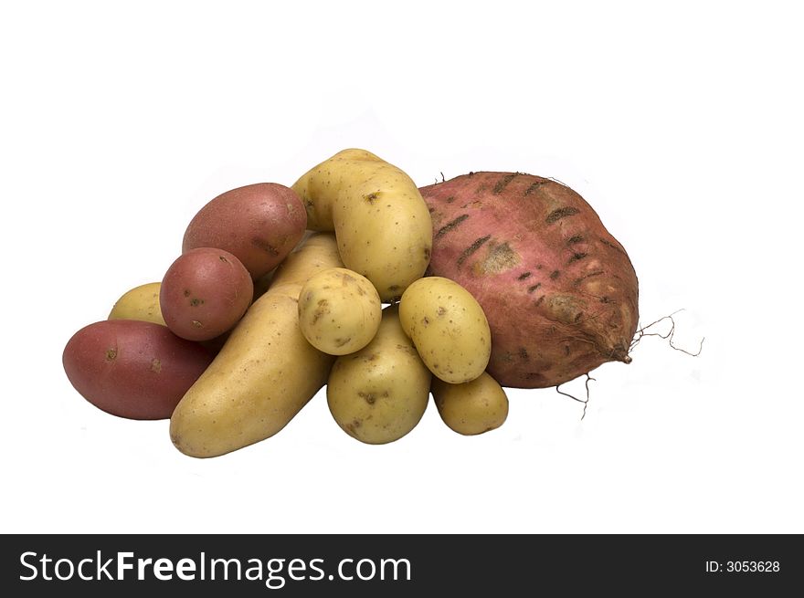 Assortment potatoes isolated on white