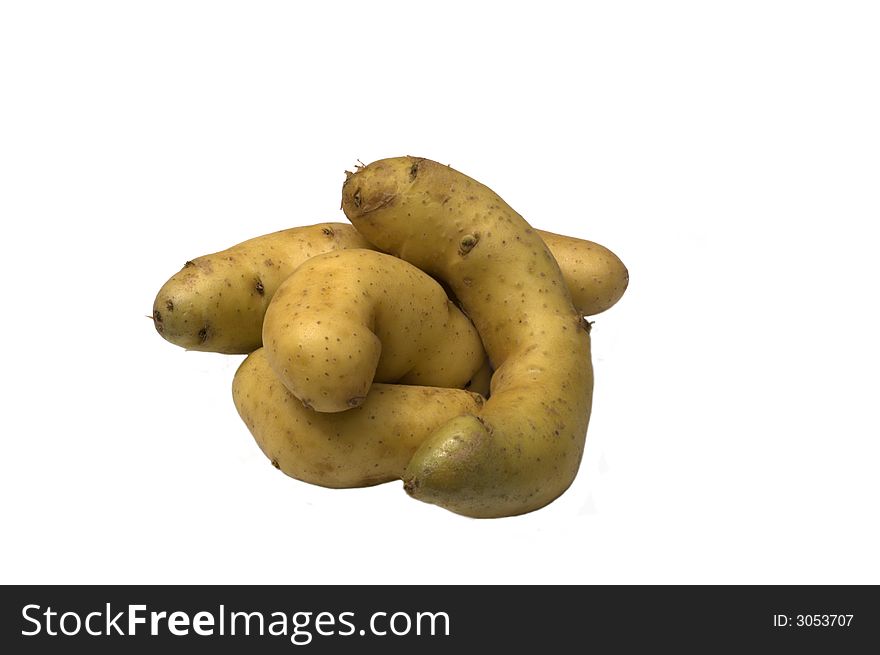4 potatoes isolated on white