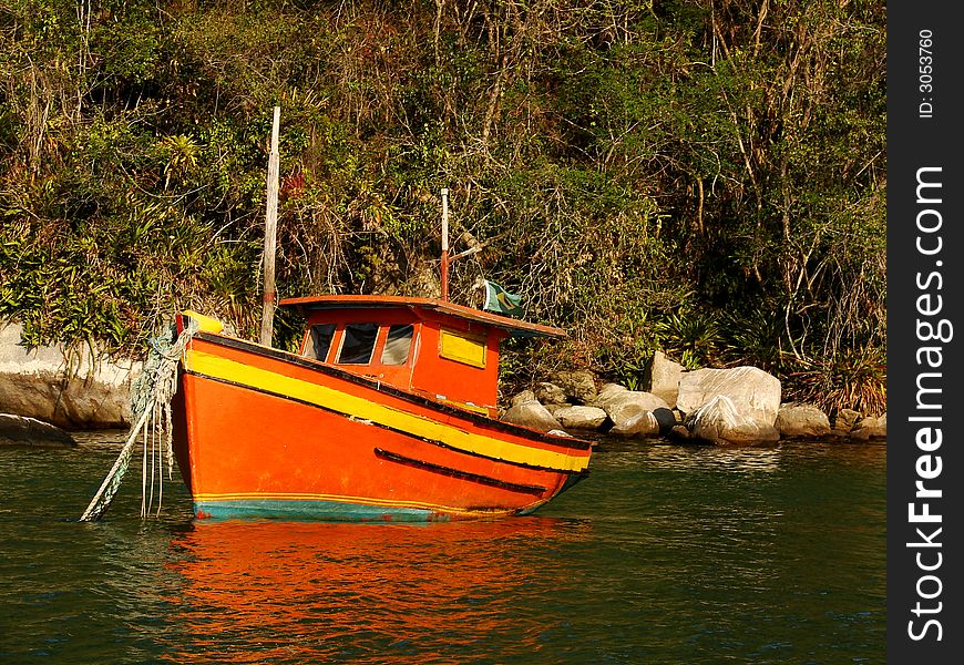 Anchored boat at the bay. Anchored boat at the bay