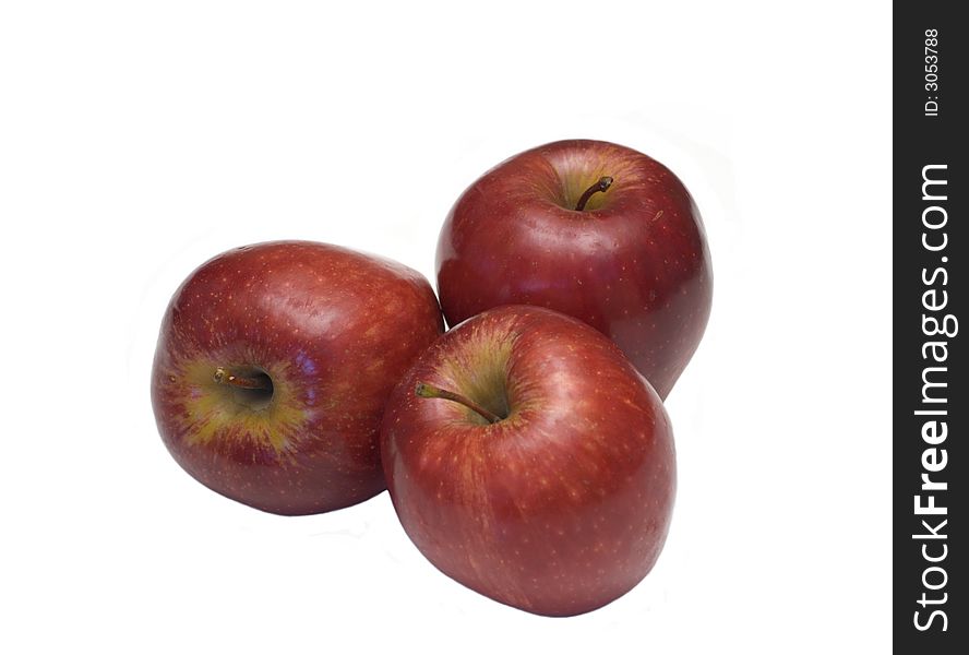 Three Red Fresh Apple Isolated