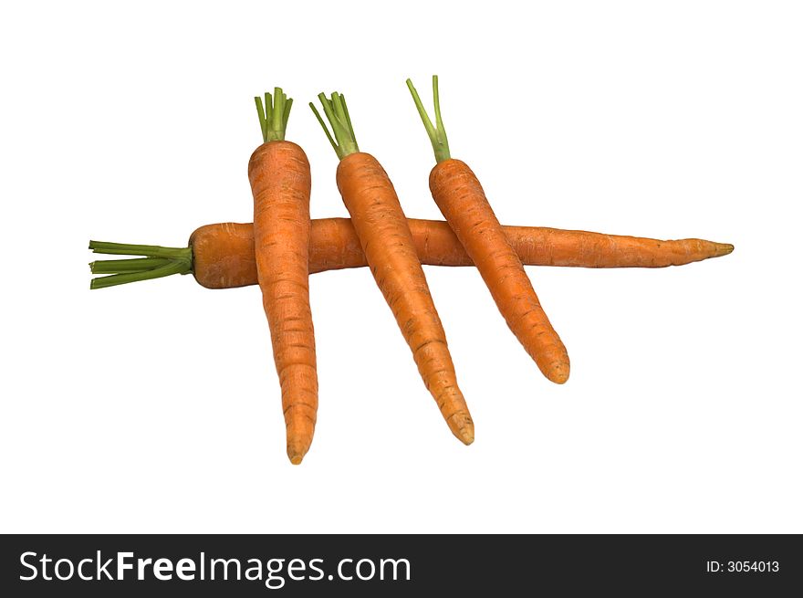 Fresh Carrots Isolated On Whit