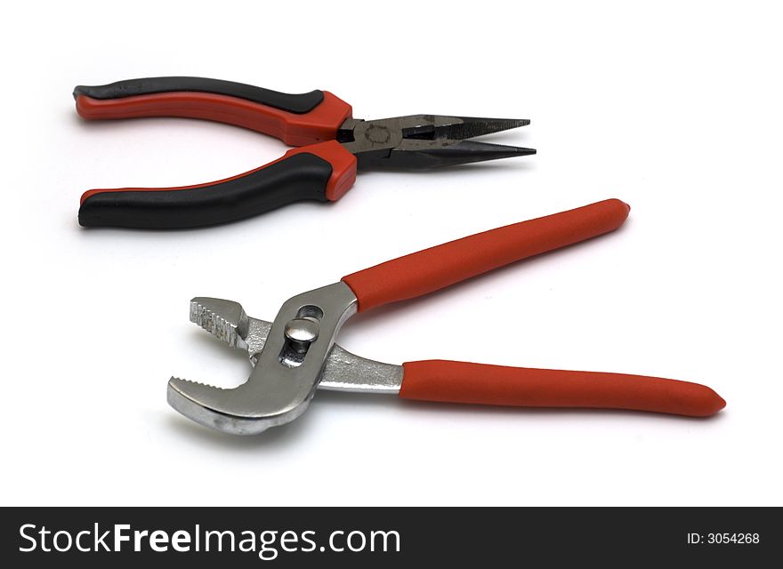 Engineers or construction tools on white background