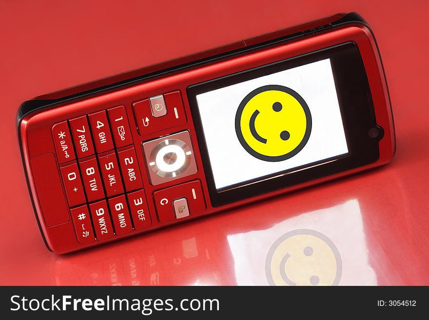 Mobile phone short message - Yellow smiley. Mobile phone short message - Yellow smiley