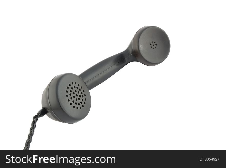 Black telephone reciever isolated on white