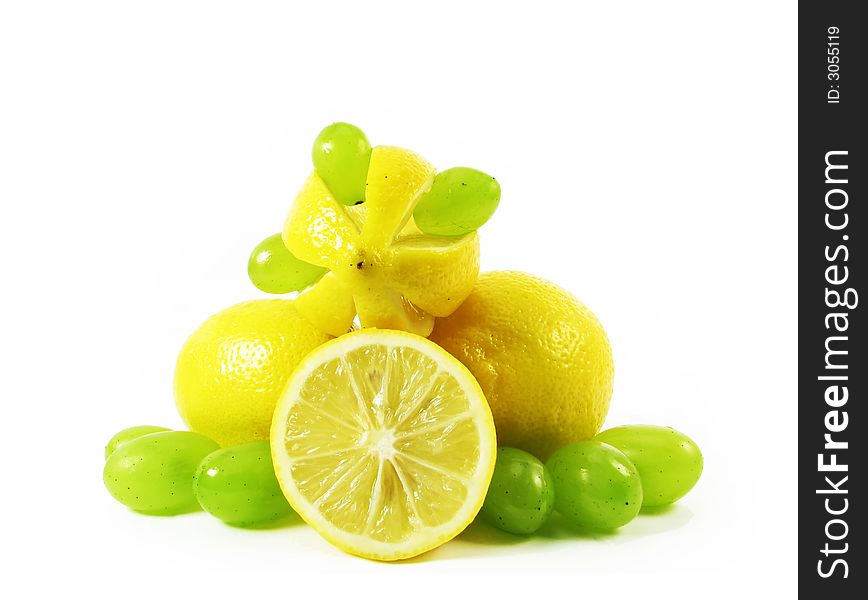 Lemons and grapes fruits