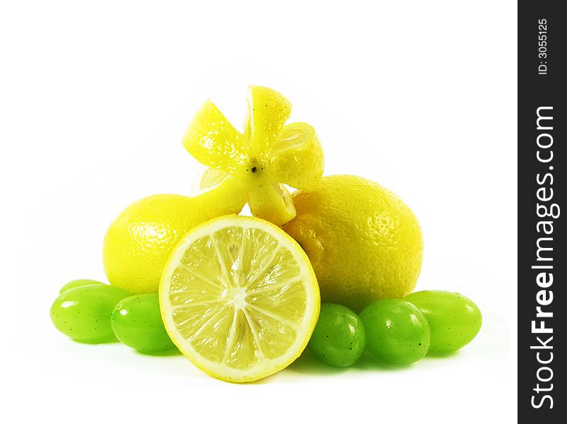 Lemons and grapes fruits