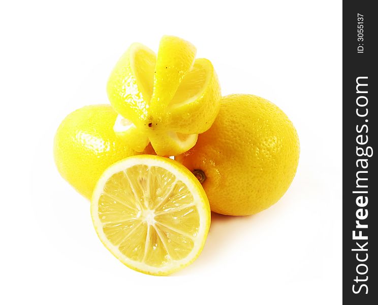 Lemons fruits on white background