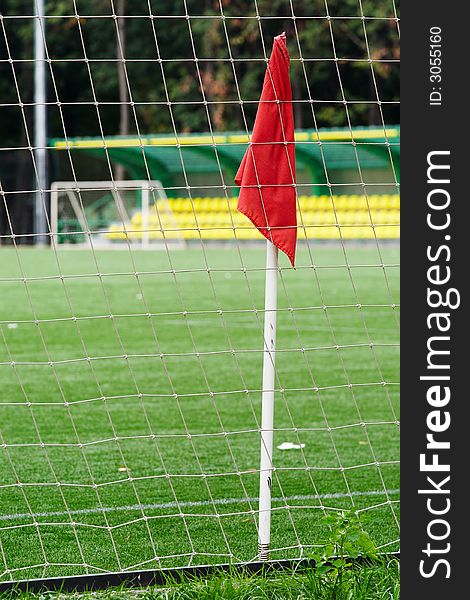 Flag on the edge of the football playground. Flag on the edge of the football playground