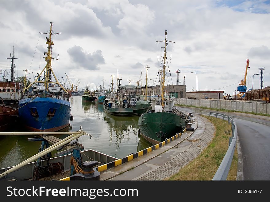 Old fishing vessels in the port. Old fishing vessels in the port