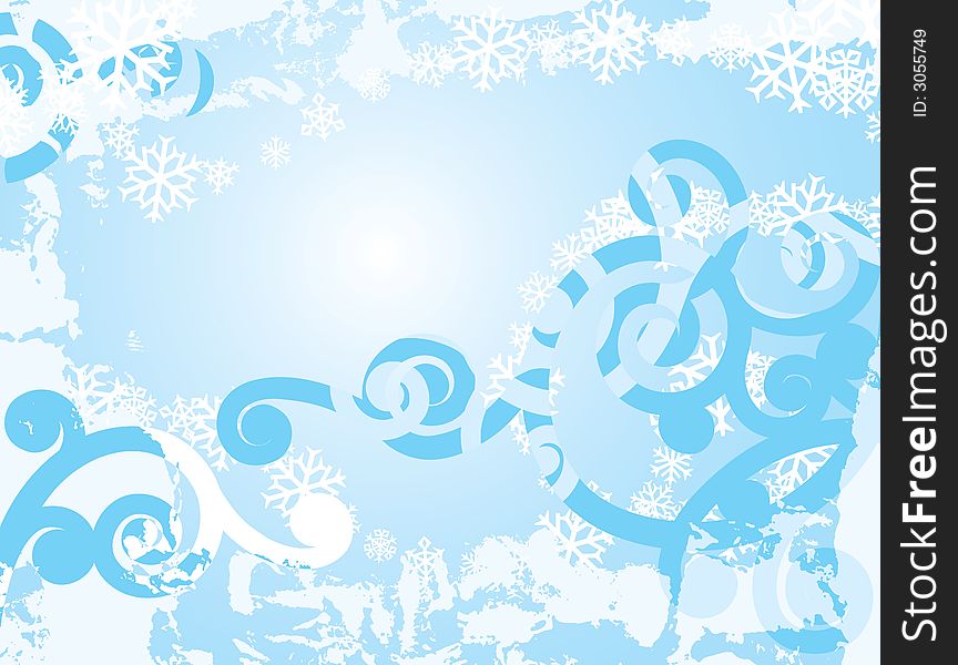 Vector background In grunge style with snowflakes