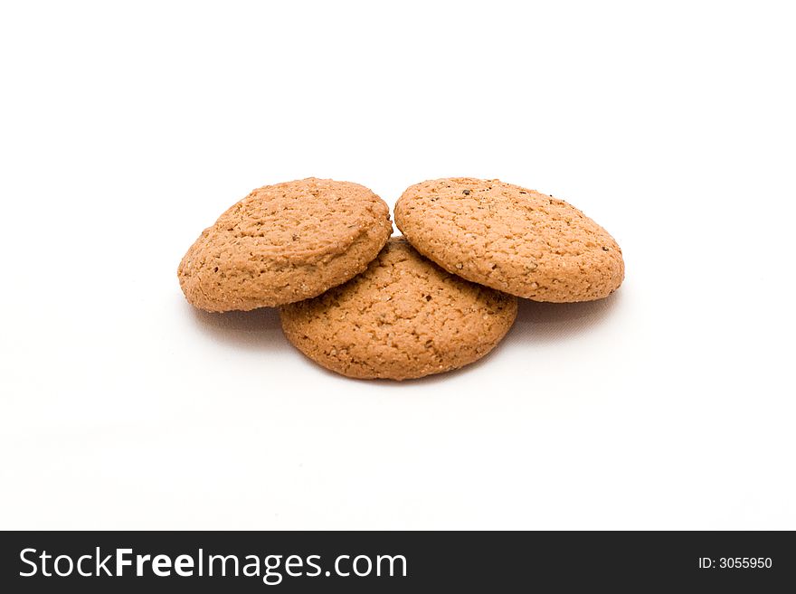 Three biscuits isolated on white