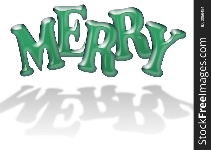 Floating green gel (or jelly) letters spelling out the word MERRY. Floating green gel (or jelly) letters spelling out the word MERRY.