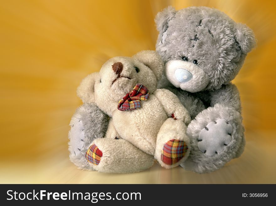 Two teddy bear hugging each other. Two teddy bear hugging each other
