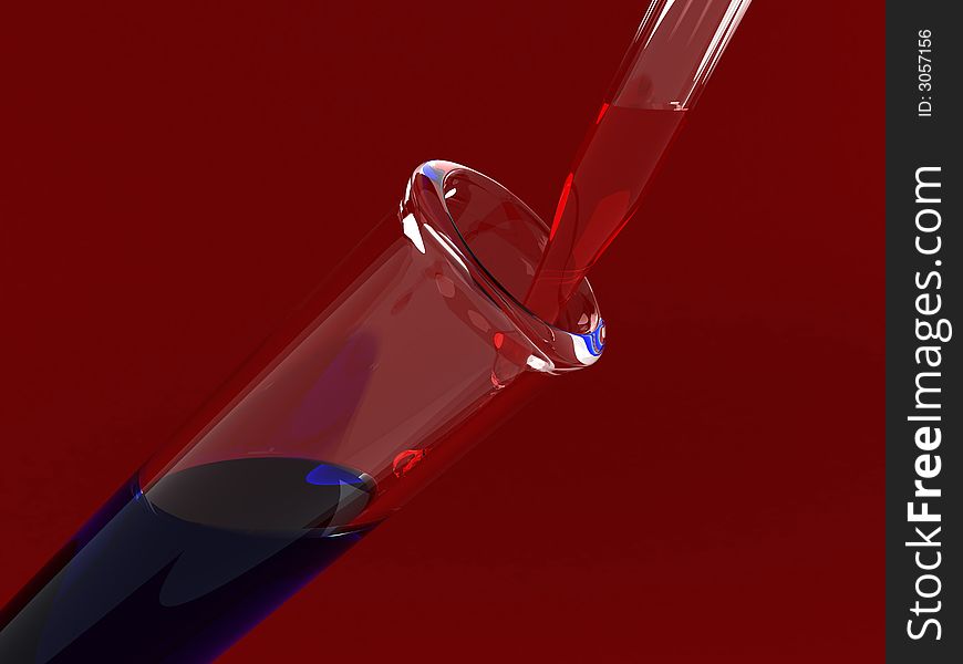 3d illustration of a test tube and an eyedropper. 3d illustration of a test tube and an eyedropper