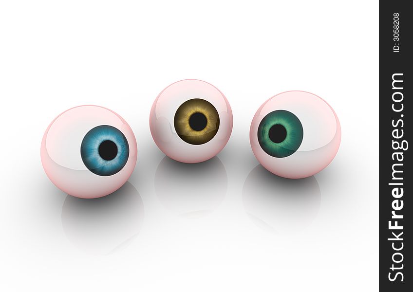 Three different eyes, 3d rendering