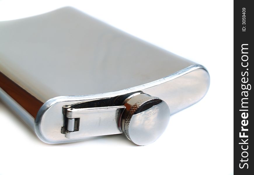 Steel flask isolated on a white background