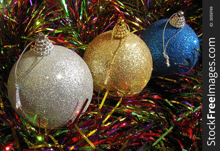 composition of color christmas balls