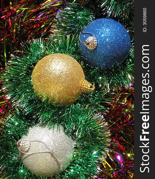 composition of color christmas balls