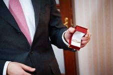 Groom And Wedding Rings Stock Photos
