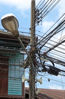 Electric Wire Disorganized On Electric Pole Stock Photos Electric Wire Disorganized On Electric Pole Stock Photos