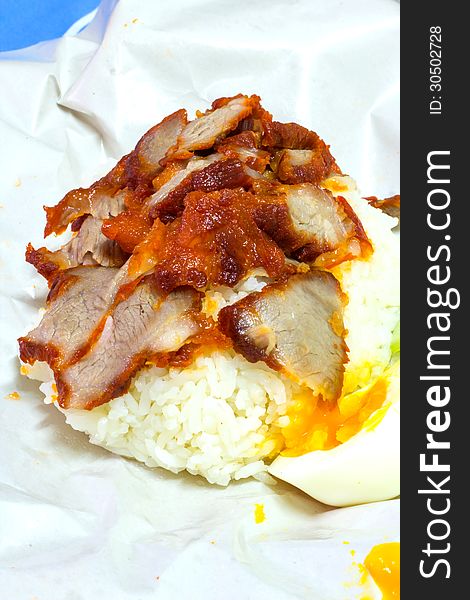 Rice With Roasted Red Pork