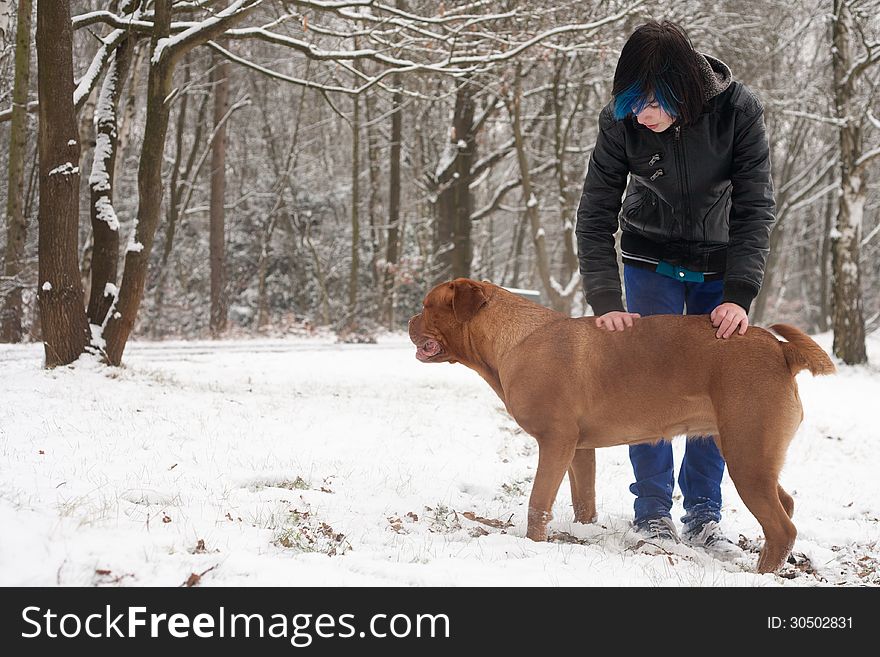 Emo funky boy and his dog