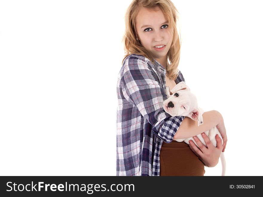 Young girl having a great time with the puppies. Young girl having a great time with the puppies