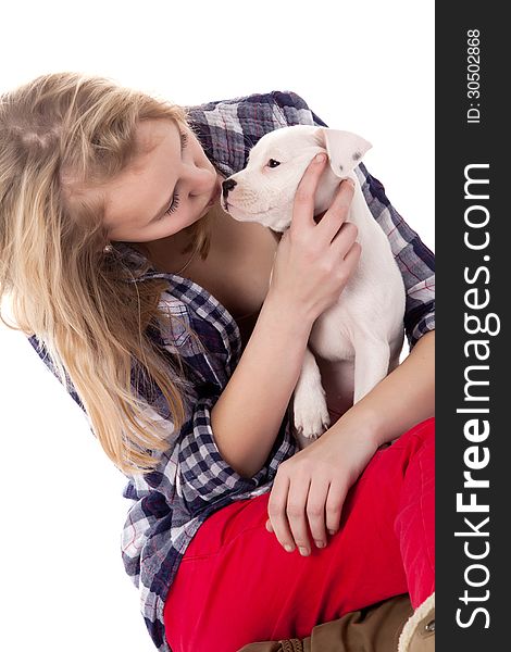 Young girl having a great time with the puppies. Young girl having a great time with the puppies