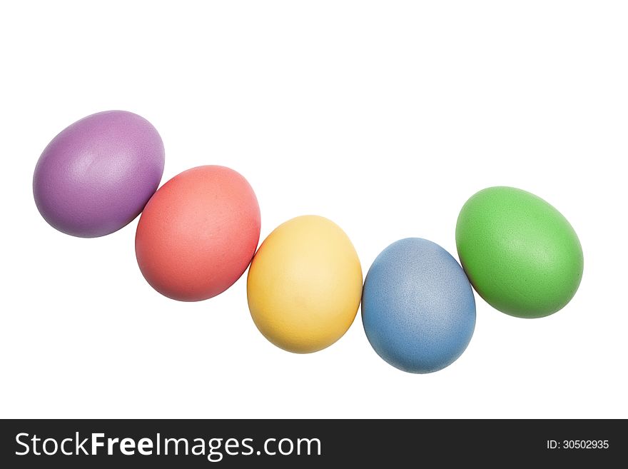 Colorful easter eggs on the white background