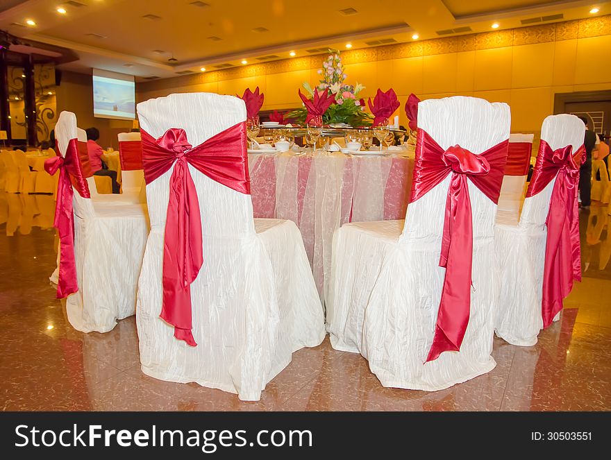Banquet Chair and Table in a restaurant during wedding