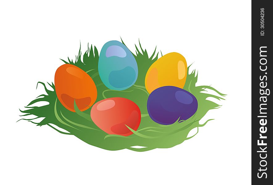 Easter eggs nestled in the grass