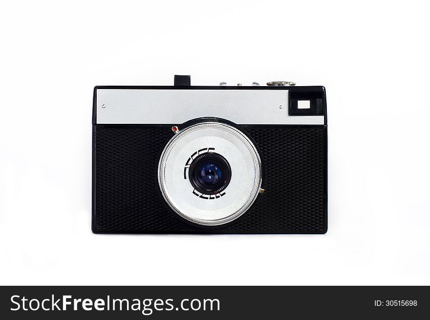 Vintage camera.white background.close-up.