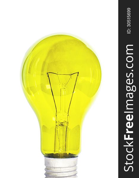 Yellow bulb on a white background