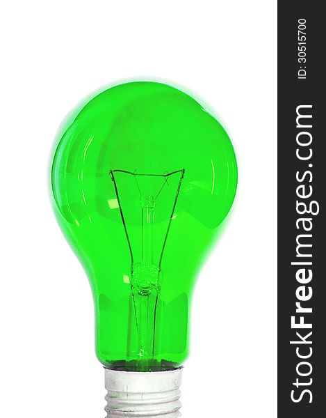 Green bulb on a white background