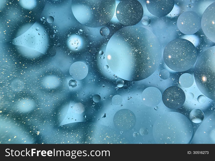 Blue macro abstract of oil on water. Blue macro abstract of oil on water