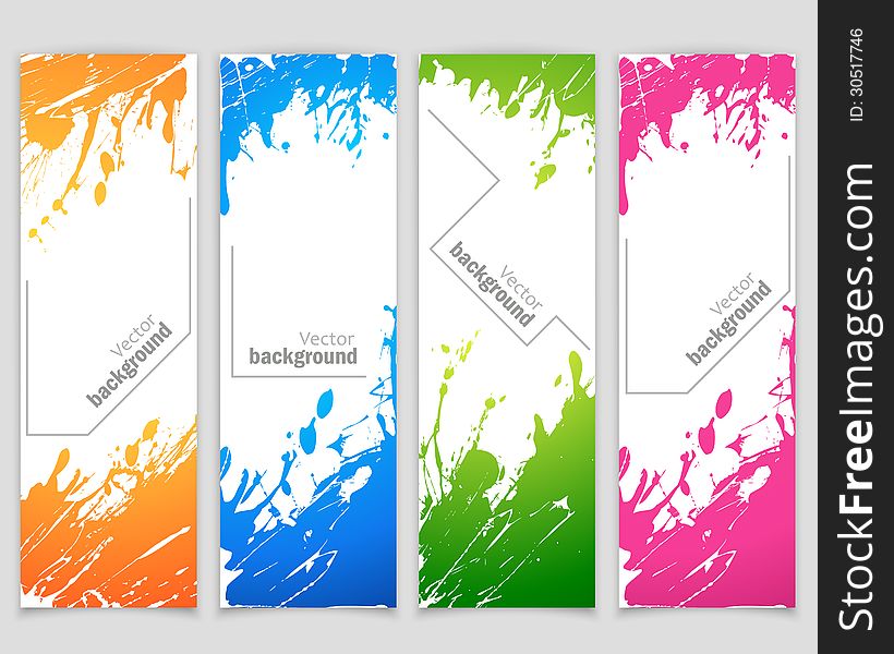 Set of banners with spray paint. Vector background