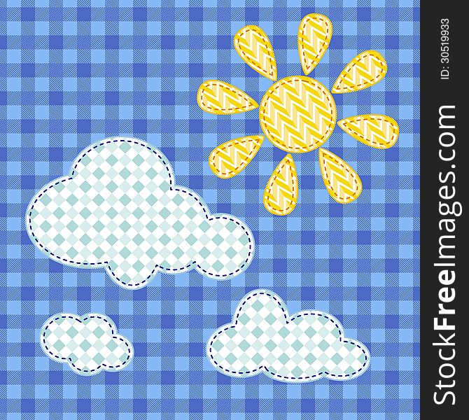 Background With Sun And Clouds In Vector