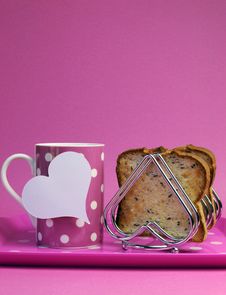 Pink Breakfast Tray For Mothers Day, Birthday Or Pink Ribbon Charity - Vertical With Copy Space. Stock Photos Pink Breakfast Tray For Mothers Day, Birthday Or Pink Ribbon Charity - Vertical With Copy Space. Stock Photos