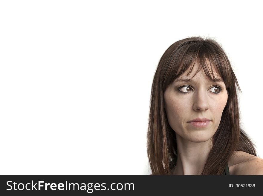 Beautiful Young Woman with Brown Hair and Eyes